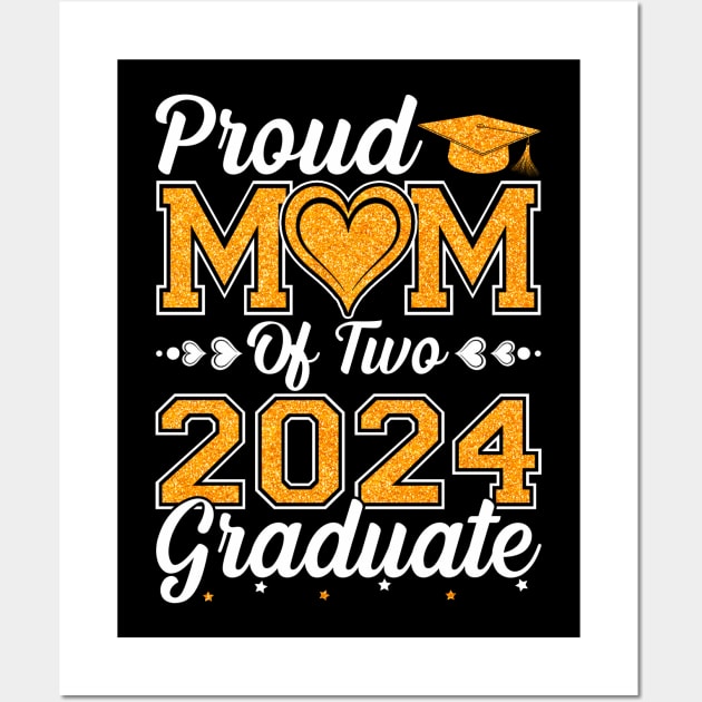 Proud Mom Of Two 2024 Graduate Senior Graduation Wall Art by eyelashget